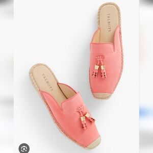Talbots Lizzie Pink Suede Espadrille Mules Shoes Size 9.5